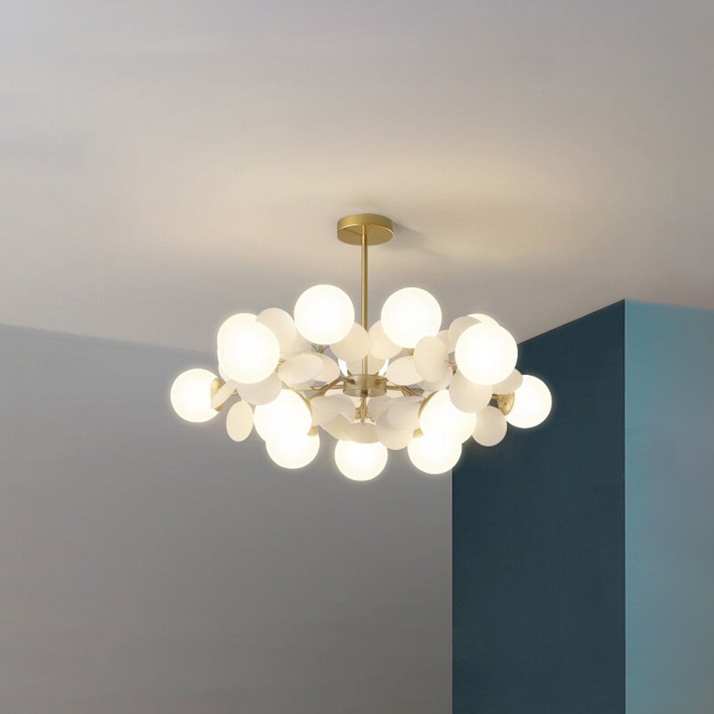 Leaf and Glass Globe Branching Ceiling Chandelier - Arrielight
