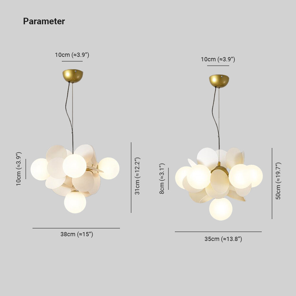 Leaf and Glass Globe Branching Ceiling Chandelier - Arrielight