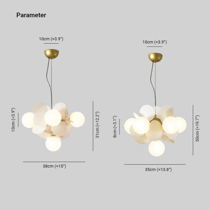 Leaf and Glass Globe Branching Ceiling Chandelier - Arrielight
