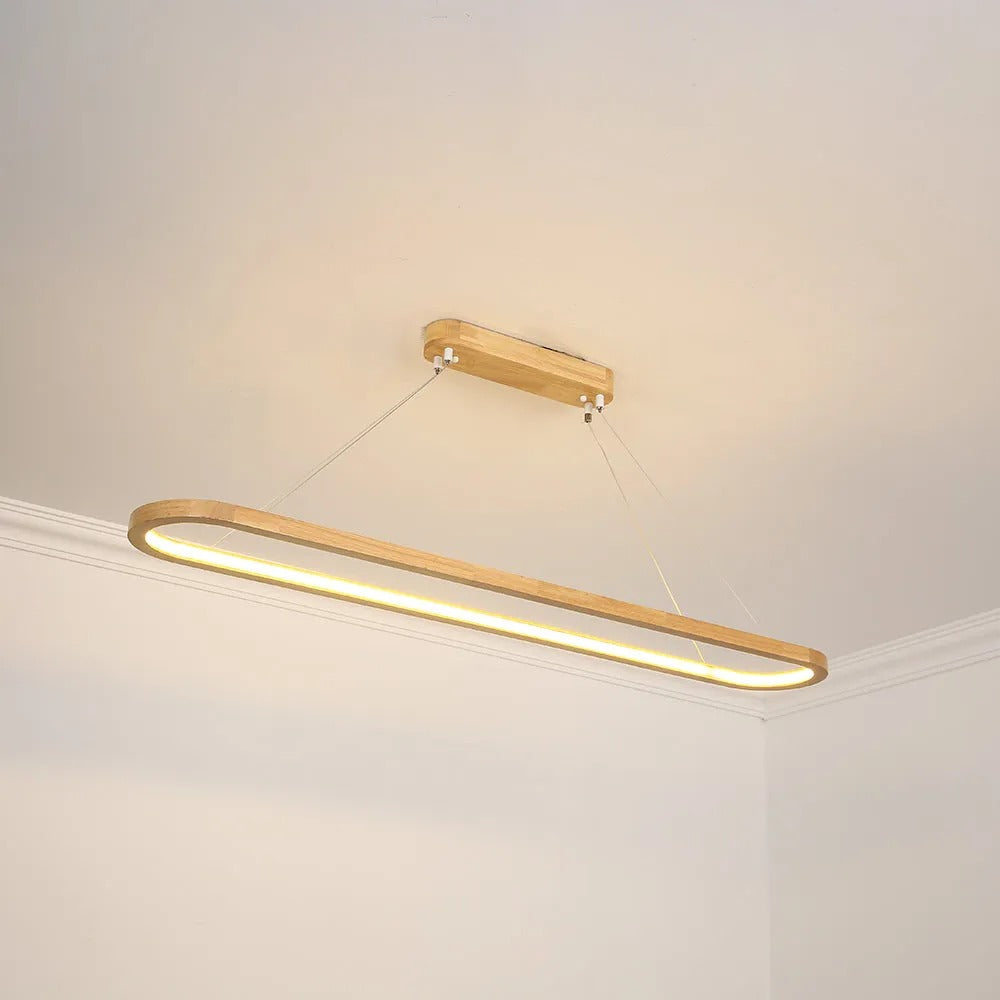Oval Wood and Acrylic LED Ceiling Pendant - Arrielight