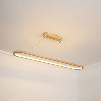 Oval Wood and Acrylic LED Ceiling Pendant - Arrielight