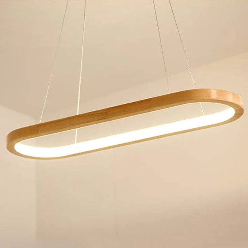 Oval Wood and Acrylic LED Ceiling Pendant - Arrielight