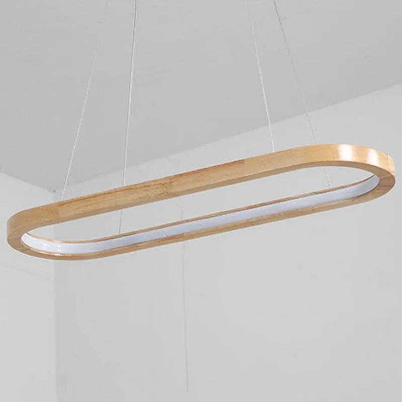 Oval Wood and Acrylic LED Ceiling Pendant - Arrielight
