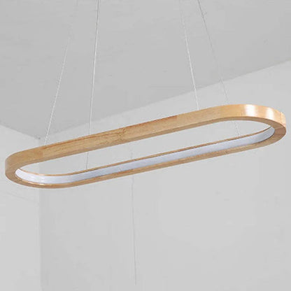 Oval Wood and Acrylic LED Ceiling Pendant - Arrielight