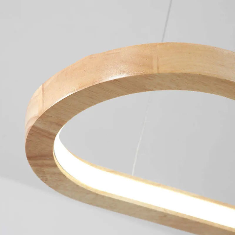 Oval Wood and Acrylic LED Ceiling Pendant - Arrielight