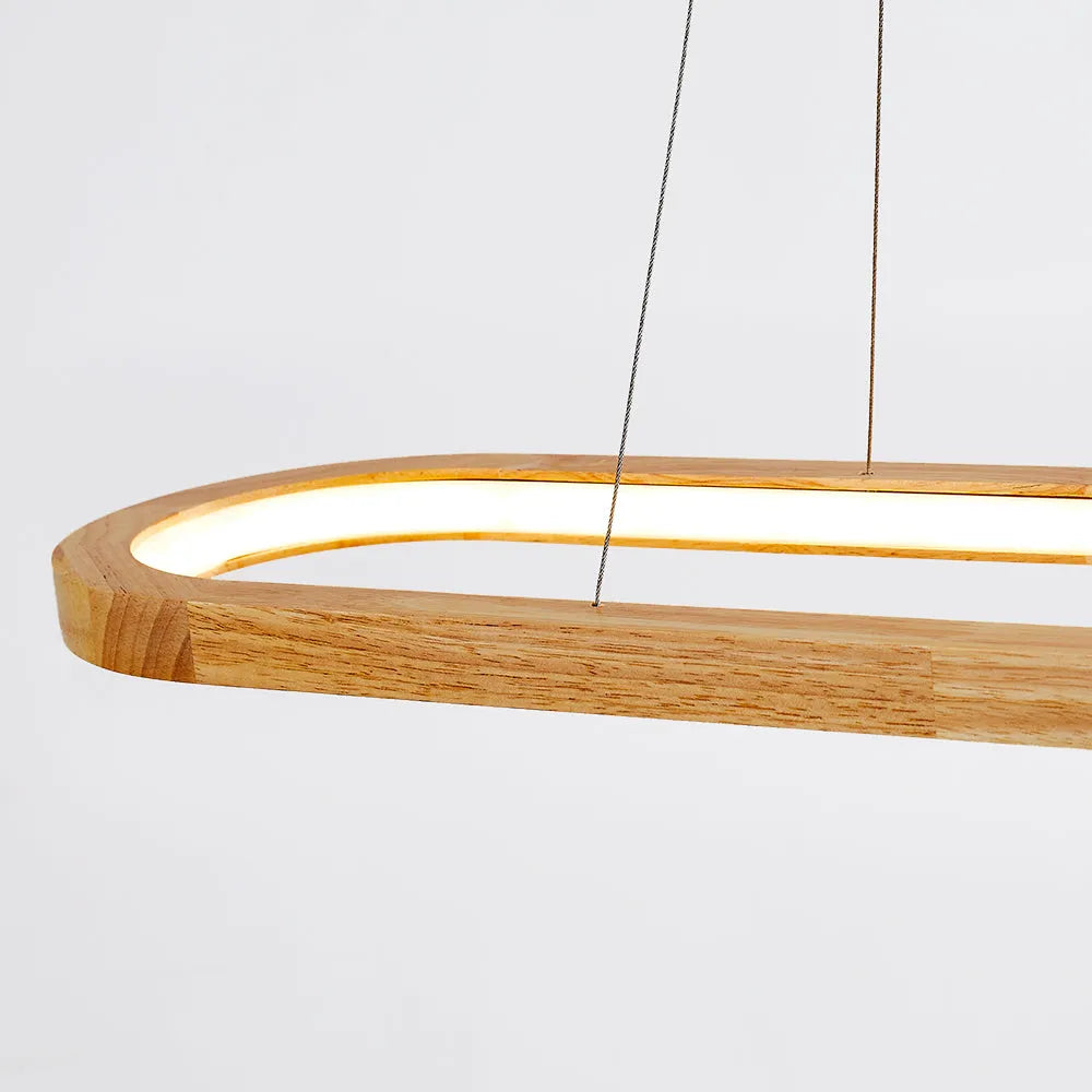 Oval Wood and Acrylic LED Ceiling Pendant - Arrielight