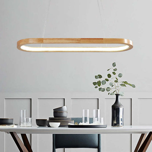Oval Wood and Acrylic LED Ceiling Pendant - Arrielight