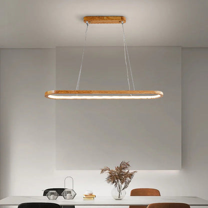 Oval Wood and Acrylic LED Ceiling Pendant - Arrielight