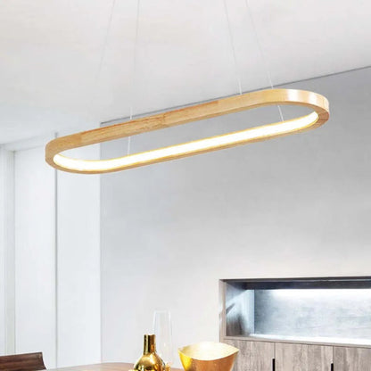 Oval Wood and Acrylic LED Ceiling Pendant - Arrielight