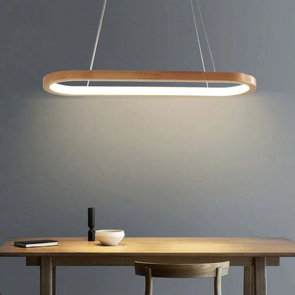 Oval Wood and Acrylic LED Ceiling Pendant - Arrielight