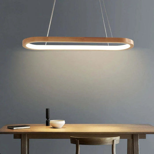 Oval Wood and Acrylic LED Ceiling Pendant - Arrielight