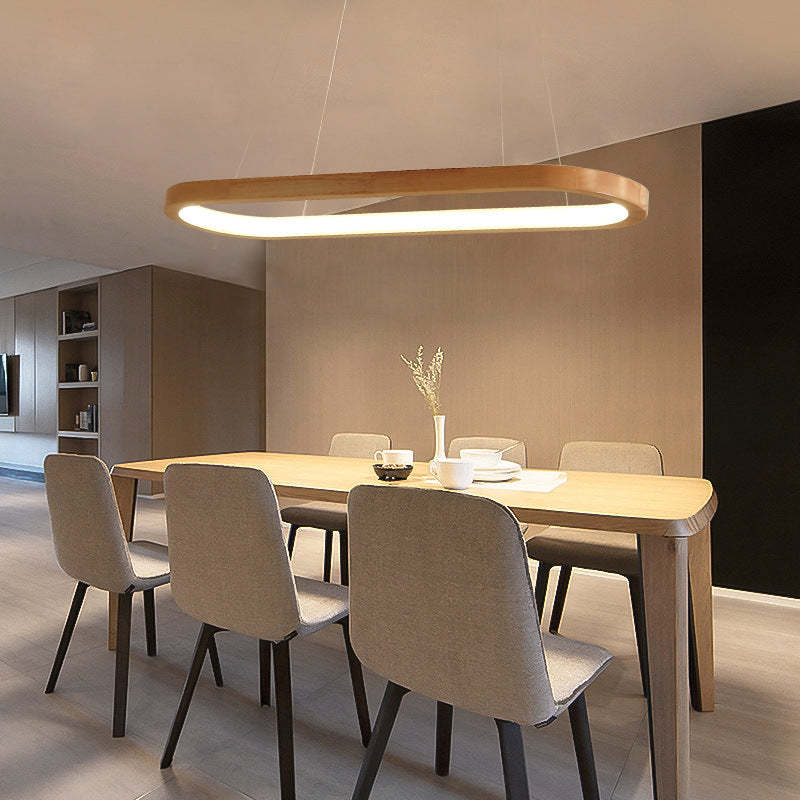 Oval Wood and Acrylic LED Ceiling Pendant - Arrielight