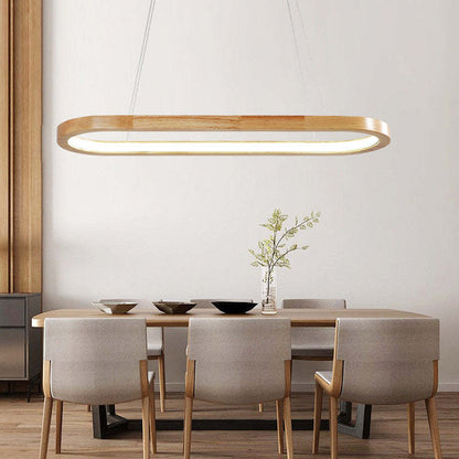 Oval Wood and Acrylic LED Ceiling Pendant - Arrielight