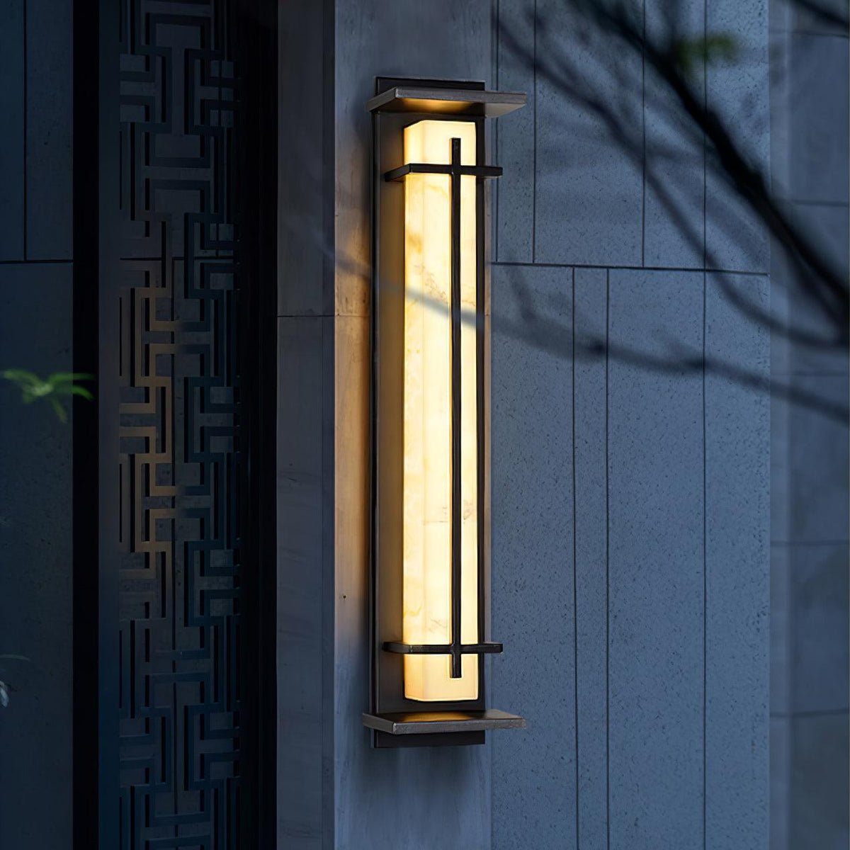 Alabaster-Effect Linear LED Outdoor Wall Light - Arrielight