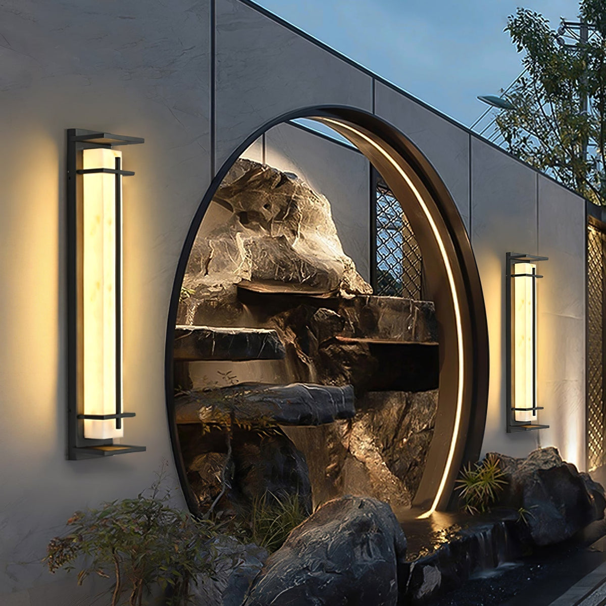Alabaster-Effect Linear LED Outdoor Wall Light - Arrielight