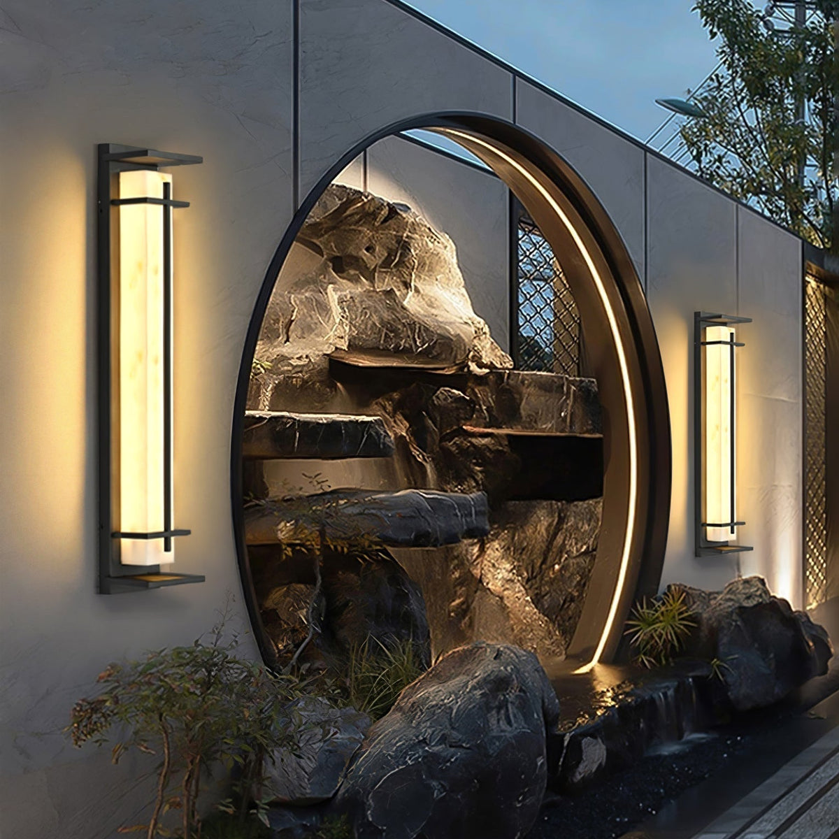 Alabaster-Effect Linear LED Outdoor Wall Light - Arrielight