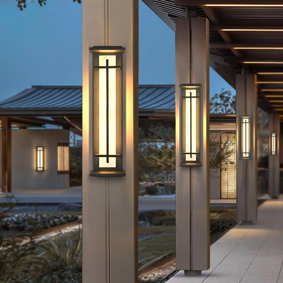 Alabaster-Effect Linear LED Outdoor Wall Light - Arrielight