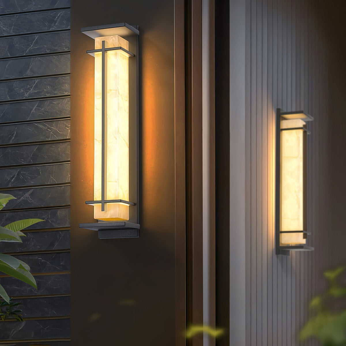 Alabaster-Effect Linear LED Outdoor Wall Light - Arrielight