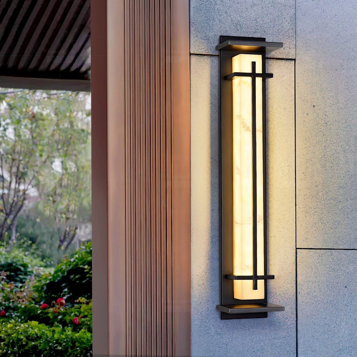 Alabaster-Effect Linear LED Outdoor Wall Light - Arrielight