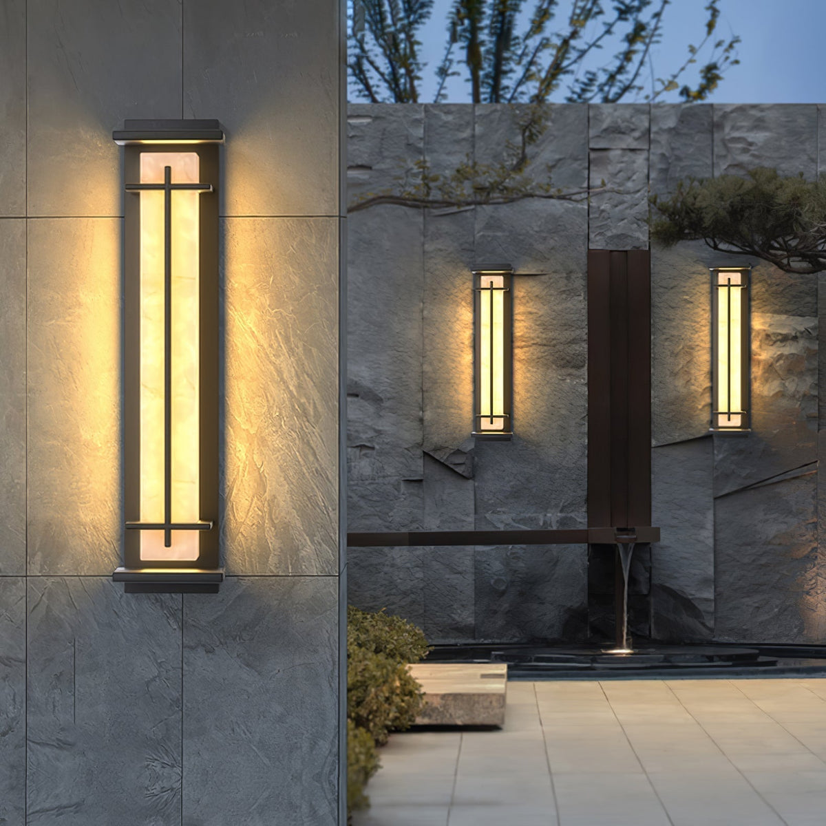 Alabaster-Effect Linear LED Outdoor Wall Light - Arrielight