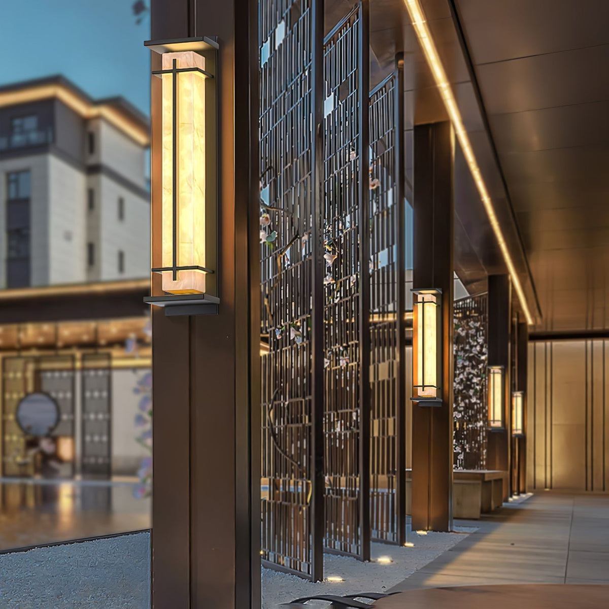 Alabaster-Effect Linear LED Outdoor Wall Light - Arrielight