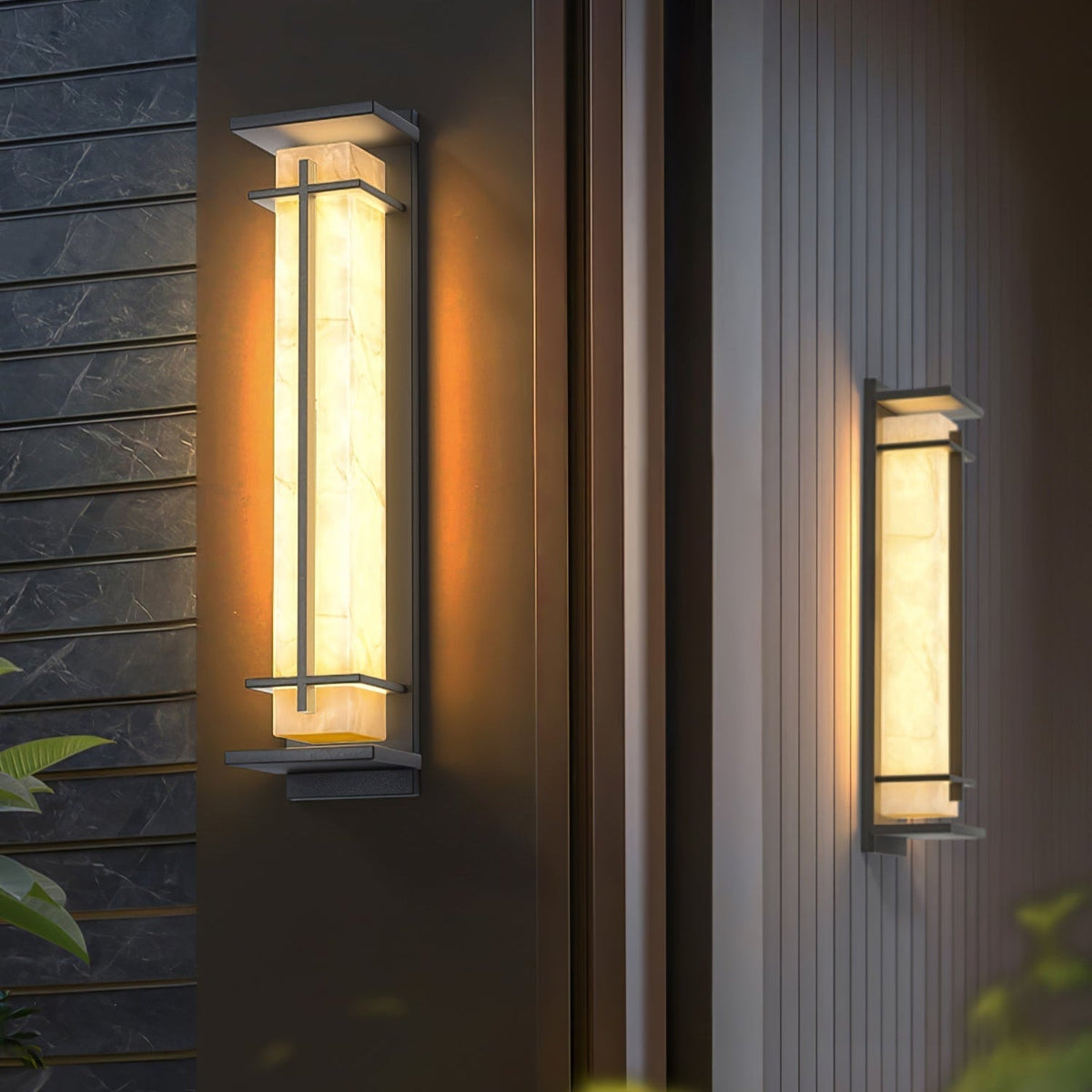 Alabaster-Effect Linear LED Outdoor Wall Light - Arrielight