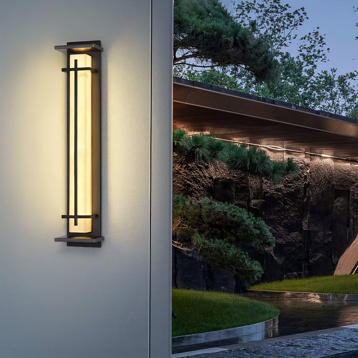 Alabaster-Effect Linear LED Outdoor Wall Light - Arrielight
