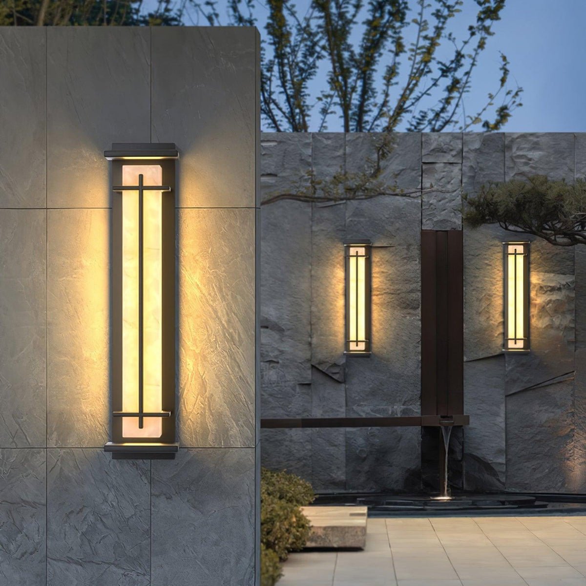 Alabaster-Effect Linear LED Outdoor Wall Light - Arrielight