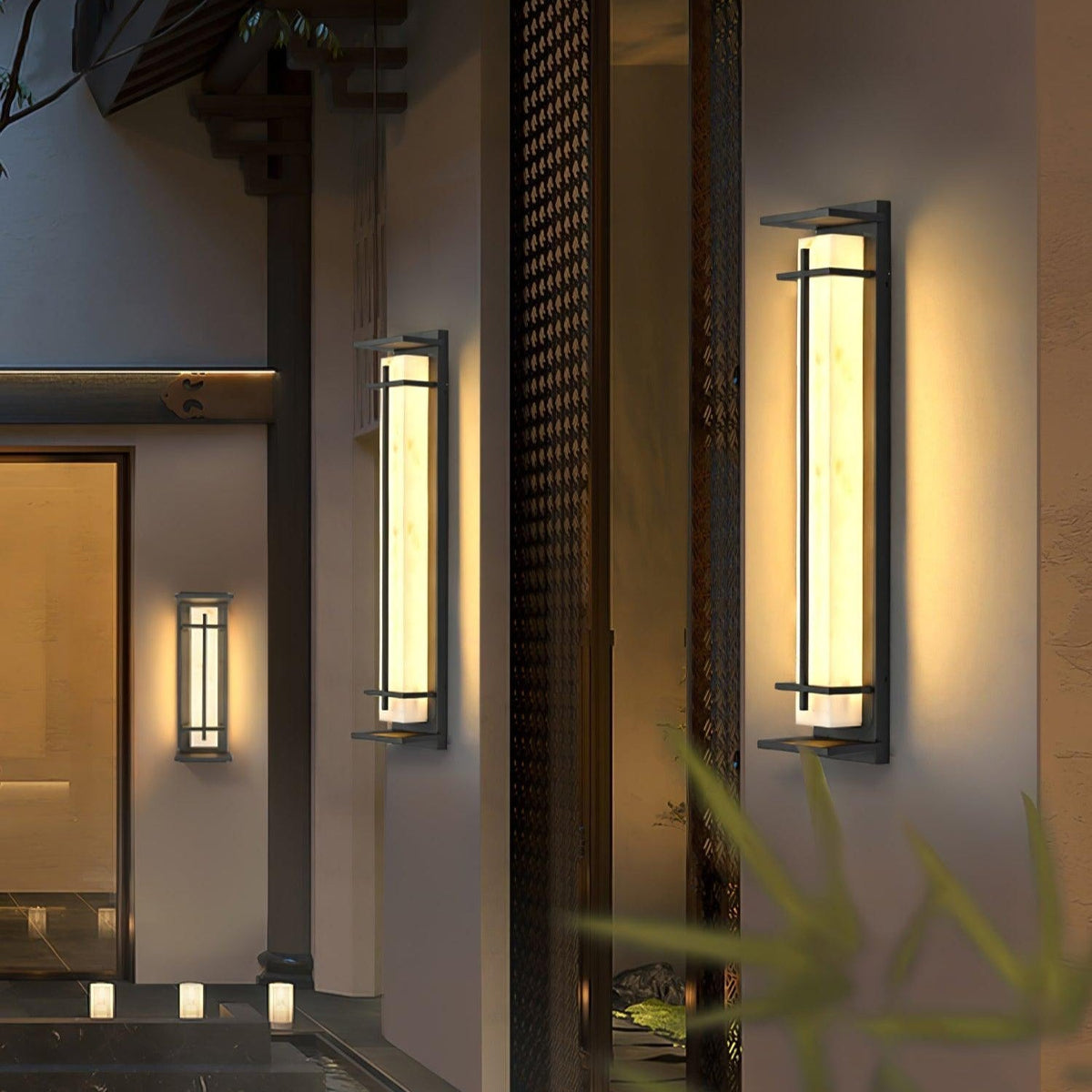 Alabaster-Effect Linear LED Outdoor Wall Light - Arrielight