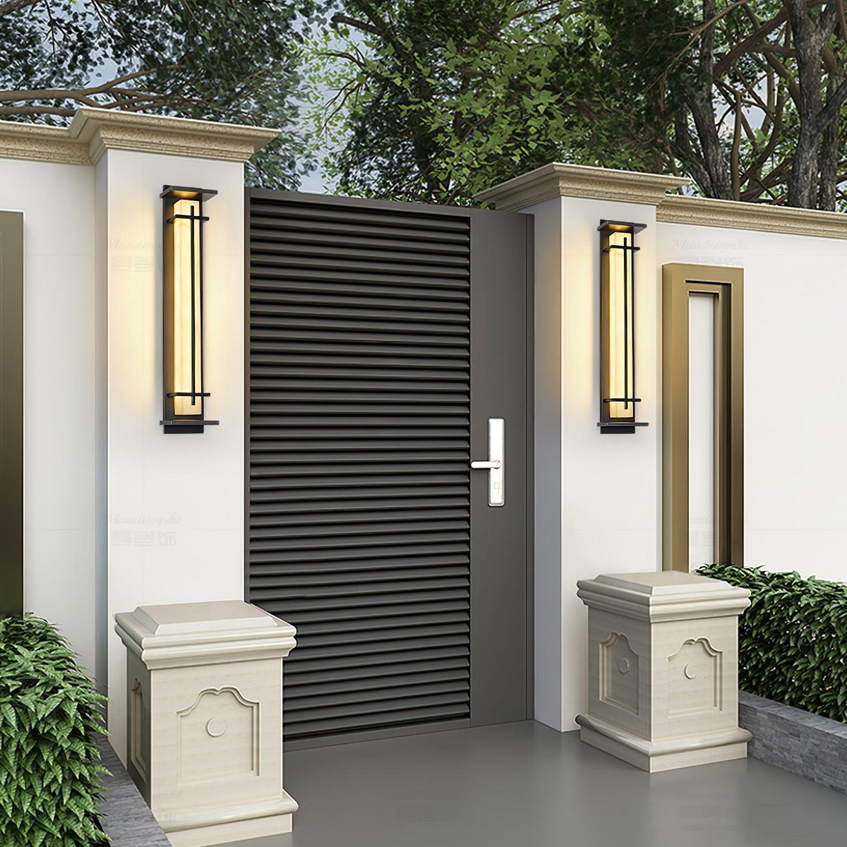 Alabaster-Effect Linear LED Outdoor Wall Light - Arrielight