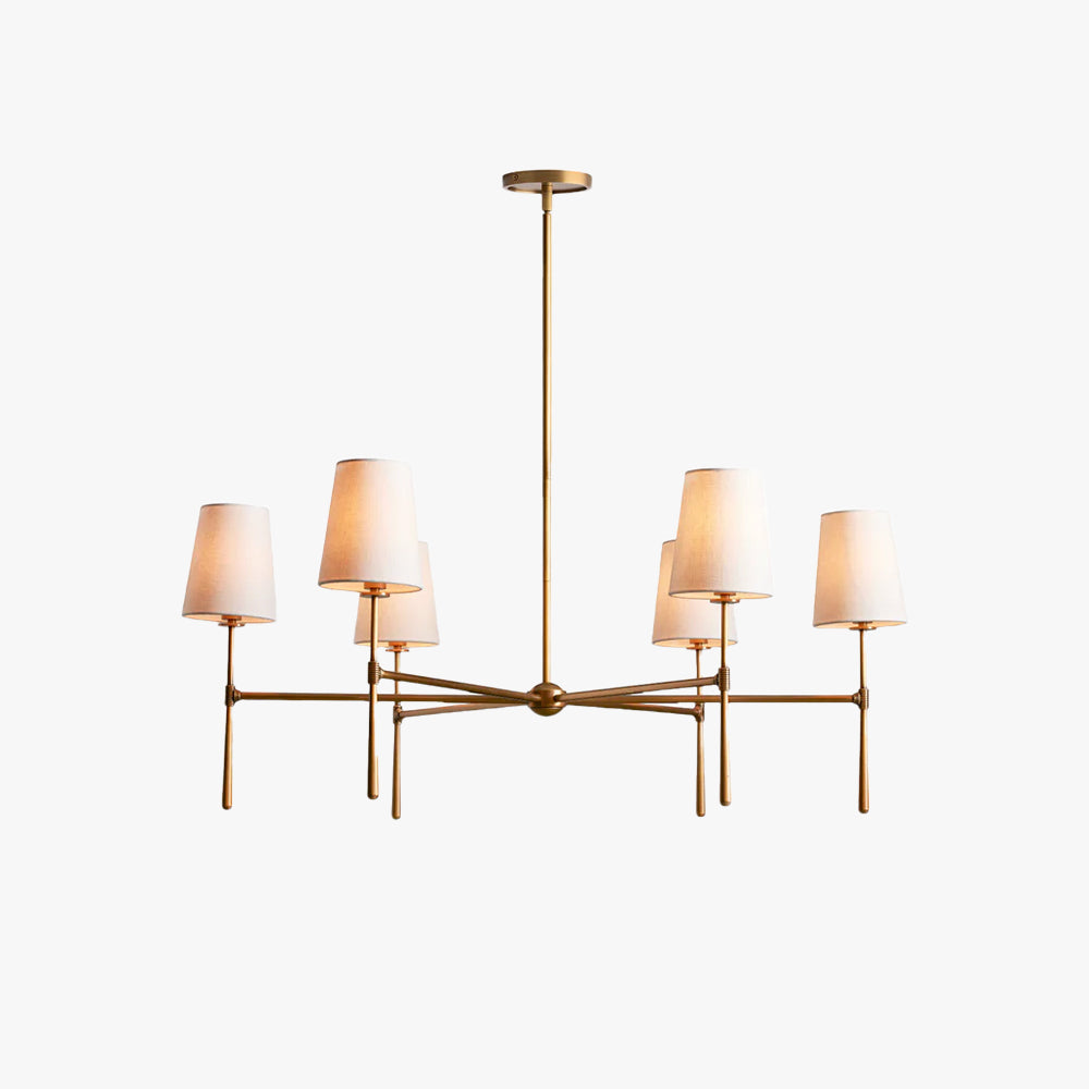 Linen Shade Mid-Century 6 Light Chandelier - Arrielight