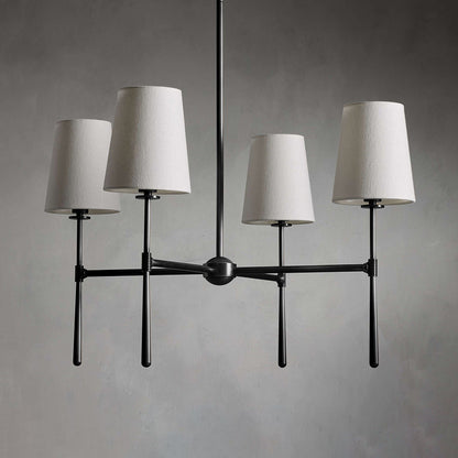 Linen Shade Mid-Century 6 Light Chandelier - Arrielight