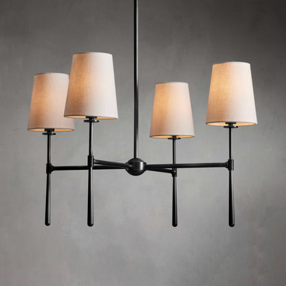 Linen Shade Mid-Century 6 Light Chandelier - Arrielight