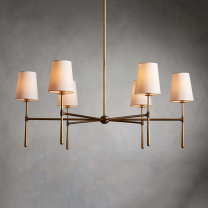 Linen Shade Mid-Century 6 Light Chandelier - Arrielight
