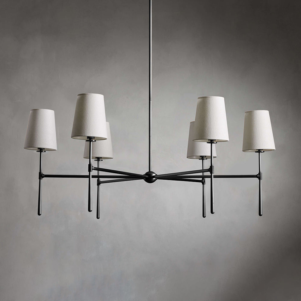 Linen Shade Mid-Century 6 Light Chandelier - Arrielight