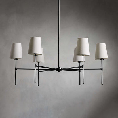 Linen Shade Mid-Century 6 Light Chandelier - Arrielight