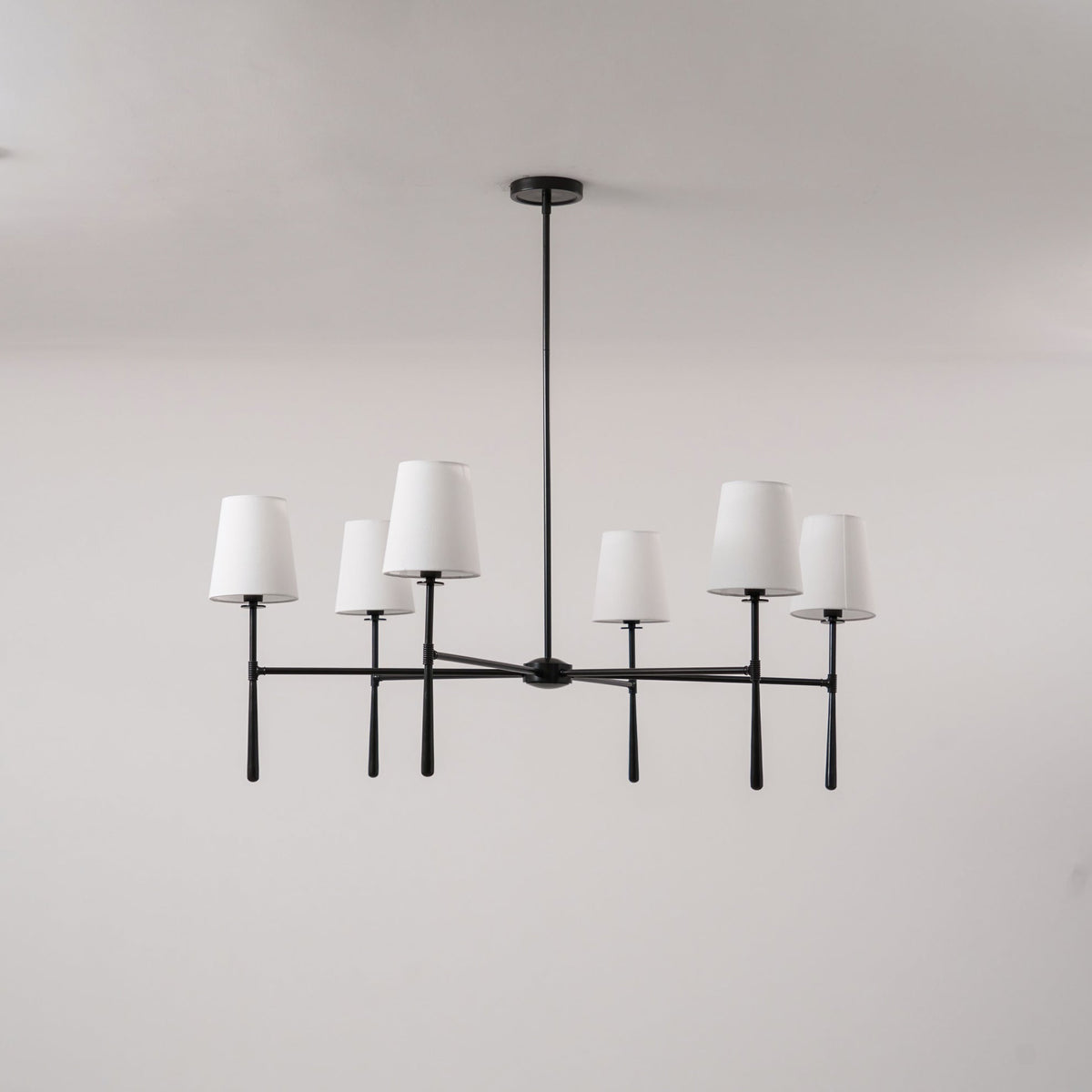 Linen Shade Mid-Century 6 Light Chandelier - Arrielight