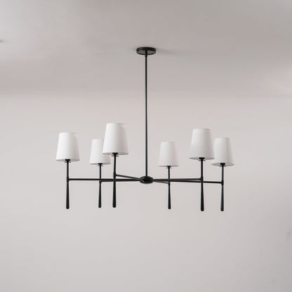 Linen Shade Mid-Century 6 Light Chandelier - Arrielight