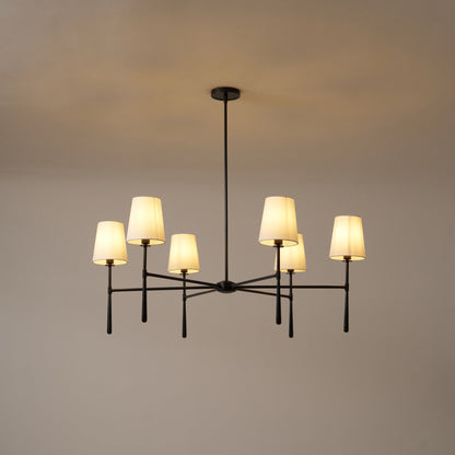 Linen Shade Mid-Century 6 Light Chandelier - Arrielight