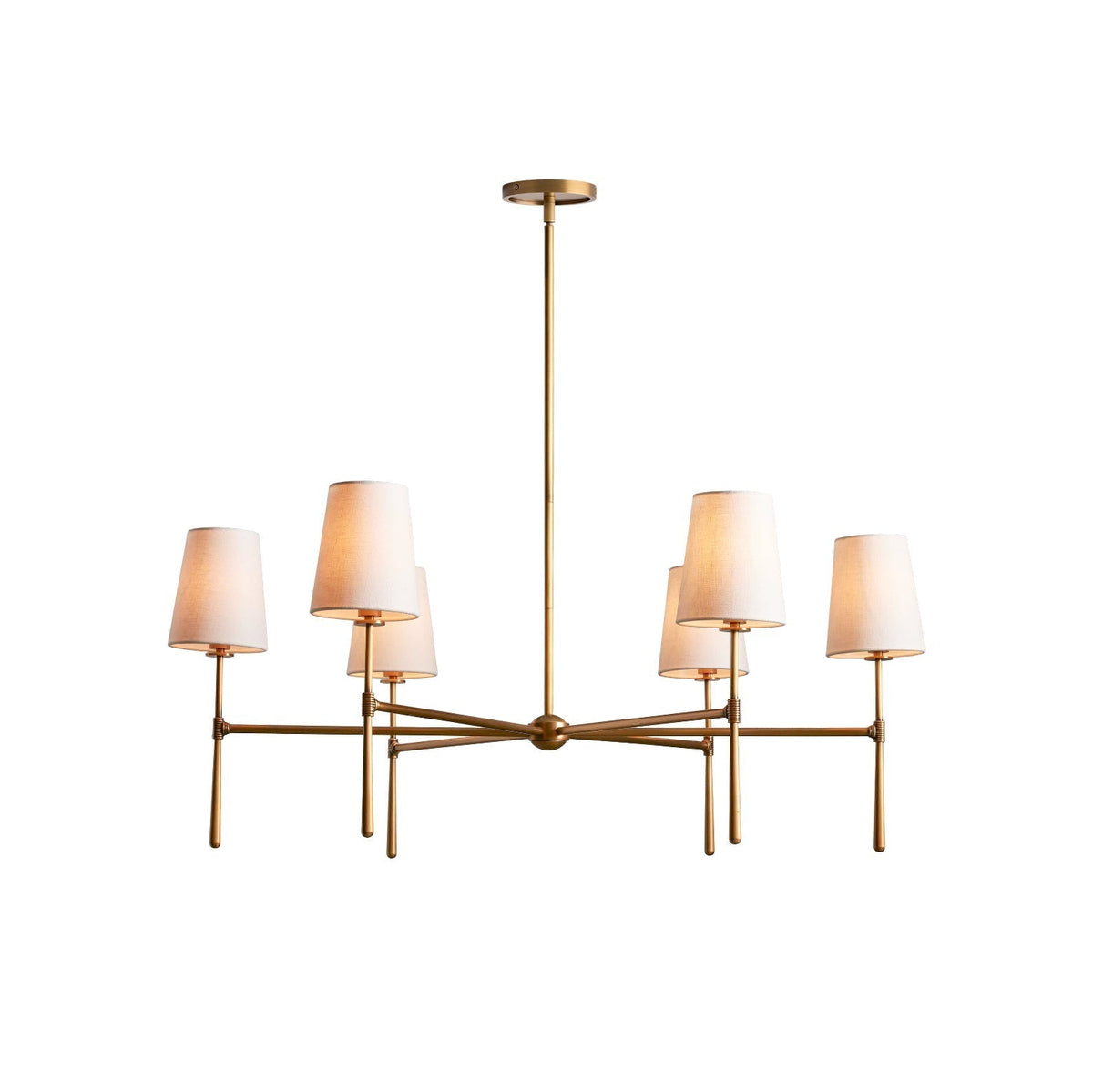 Linen Shade Mid-Century 6 Light Chandelier - Arrielight