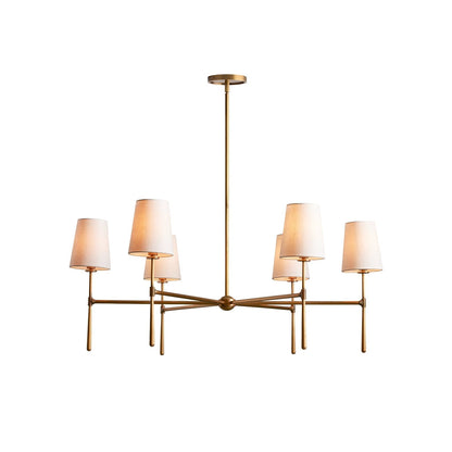 Linen Shade Mid-Century 6 Light Chandelier - Arrielight