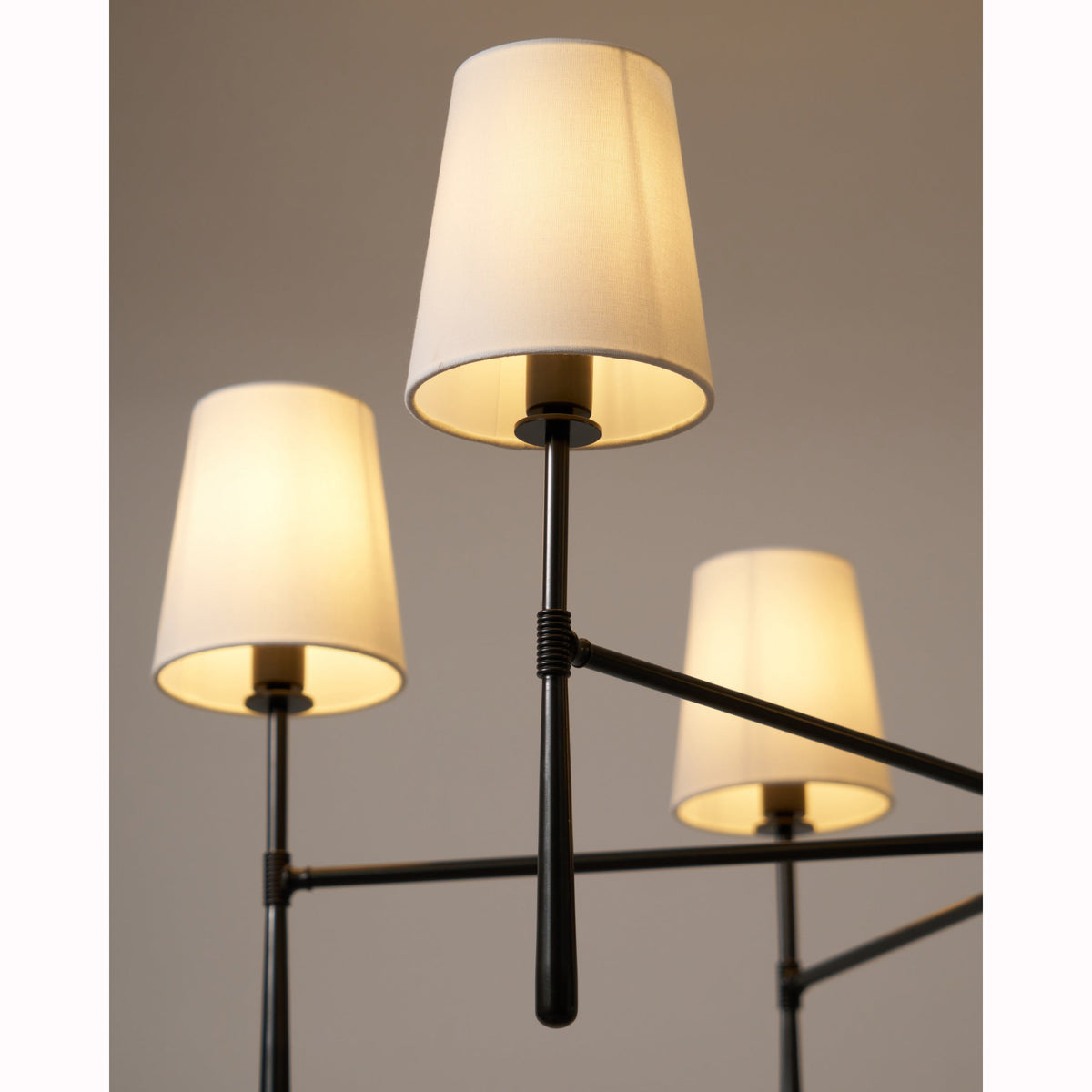 Linen Shade Mid-Century 6 Light Chandelier - Arrielight