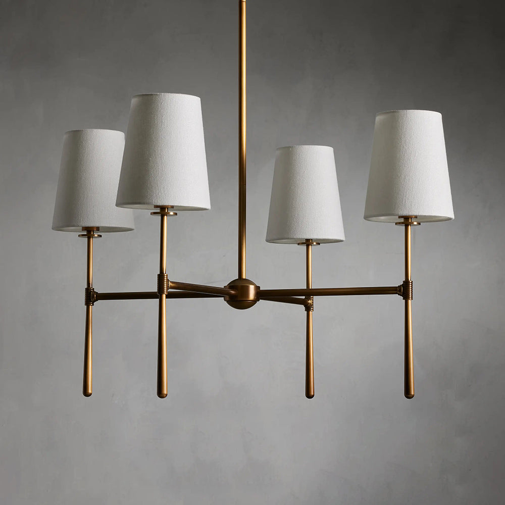 Linen Shade Mid-Century 6 Light Chandelier - Arrielight