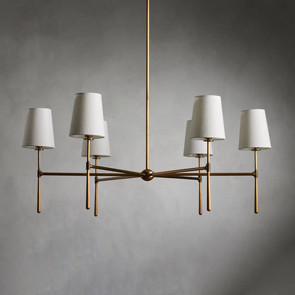 Linen Shade Mid-Century 6 Light Chandelier - Arrielight