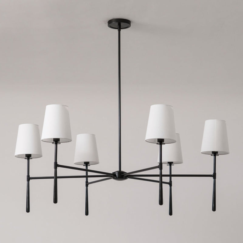 Linen Shade Mid-Century 6 Light Chandelier - Arrielight