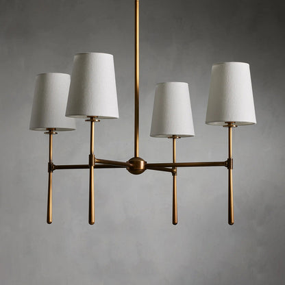 Linen Shade Mid-Century 6 Light Chandelier - Arrielight