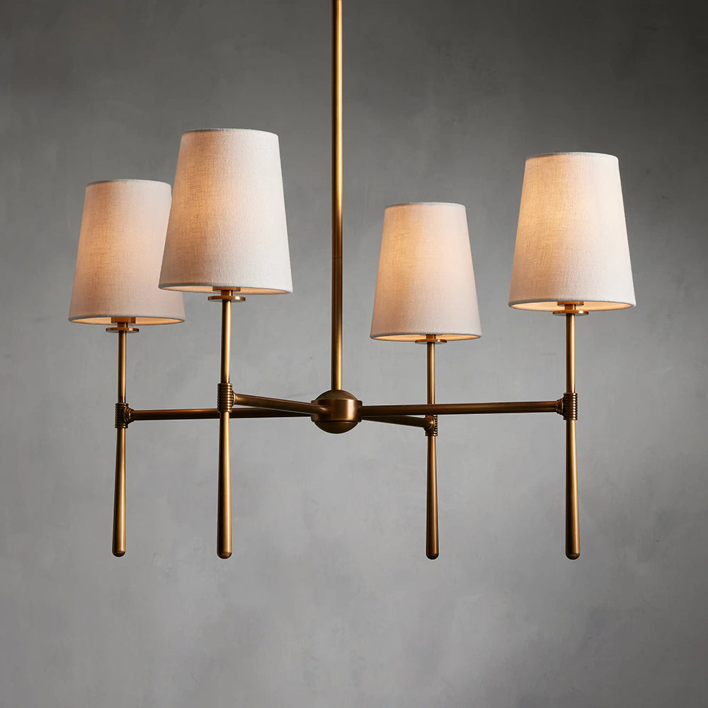 Linen Shade Mid-Century 6 Light Chandelier - Arrielight