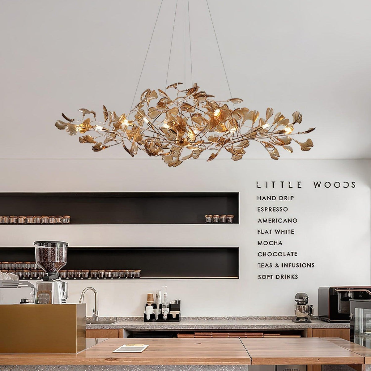 Leaf Branch Acrylic Ceiling Chandelier - Arrielight