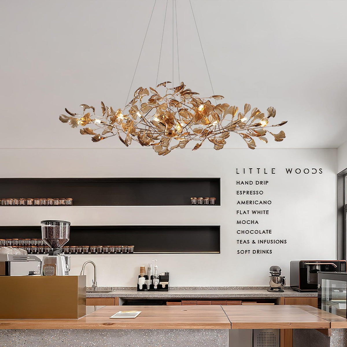 Leaf Branch Acrylic Ceiling Chandelier - Arrielight