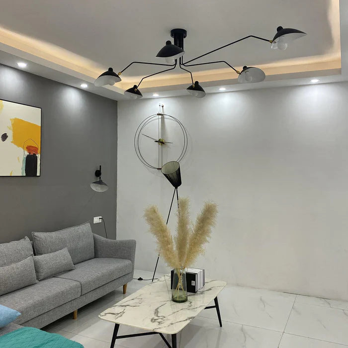 Black Ceiling Light with Rotating Arms – Modern Adjustable Chandelier